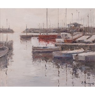 Post Impressionist Fishing Boats In...