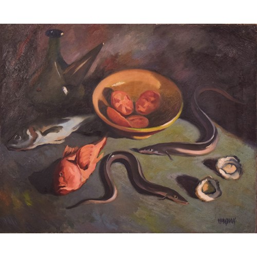 Large Still Life Study Of Fish And Oysters