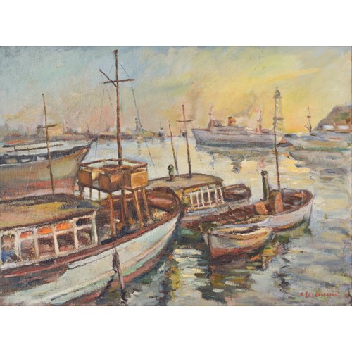 Large Impressionist Port Scene