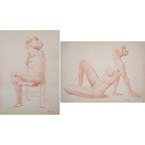 Barrera - Female Life Studies - Two Framed Drawing
