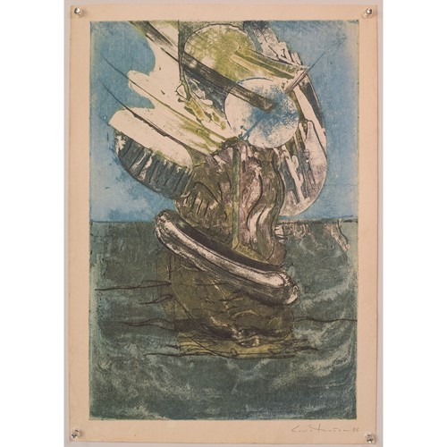 Abstract Lithograph Of A Boat