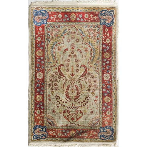 Fine Handwoven  Vintage Persian Silk Rug