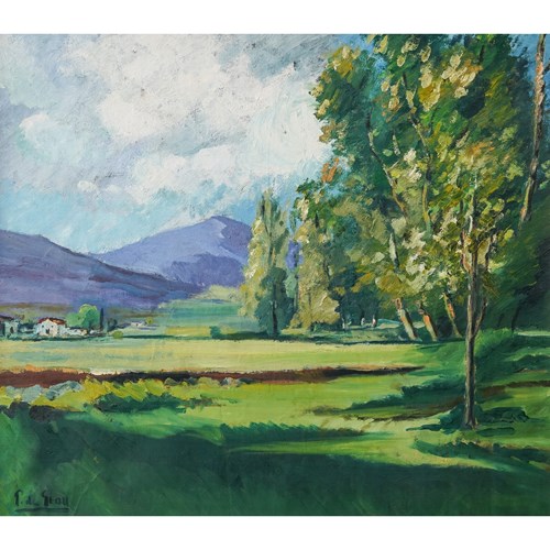 Frame Signed Summer Landscape - Oil On Canvas