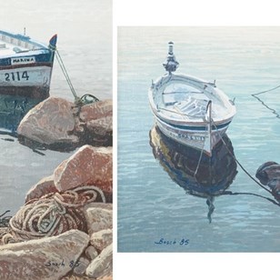 Two Framed Studies Of Fishing Boats...