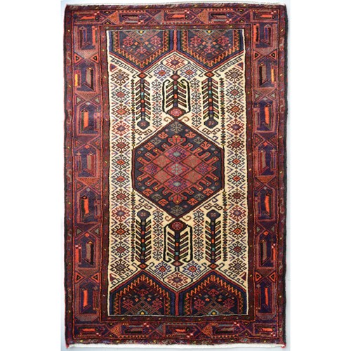 Handwoven Cream Ground Vintage Persian Rug