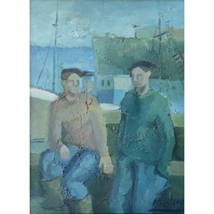 Two Fishermen - Cubist Influenced O...
