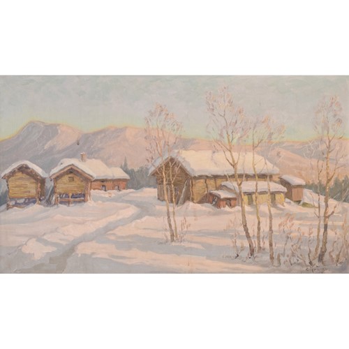 Einar Krüger - Post Impressionist Snowscape