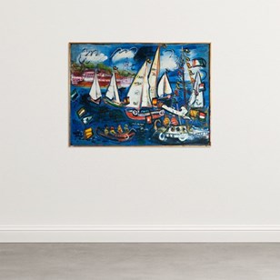 Sailboats At Regatta – Original Oil...