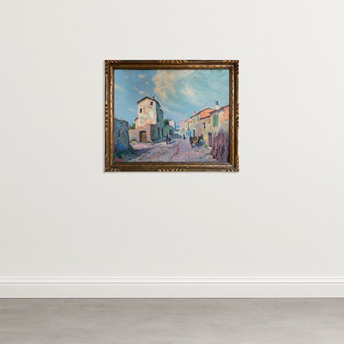 Caserras Village Street Scene – Impressionist Original Oil By Ramon Trulls Pons