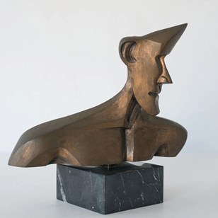 Modernist Bronze Bust – Signed Fabr...