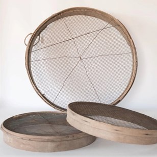 Set Of Three Rustic Wooden Grain Si...