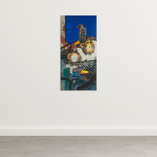 Industrial Geometric Abstraction – Signed - Oil On Fine Canvas