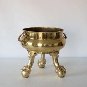 19Th Century Brass Log Bin With Cla...