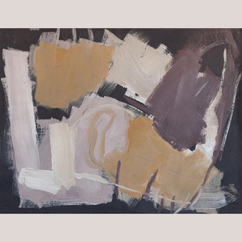 Abstract Composition In Ochre And Plum By Elvira Fustero