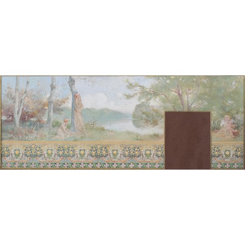 Nabis-Style Watercolour Study For Wall Frieze