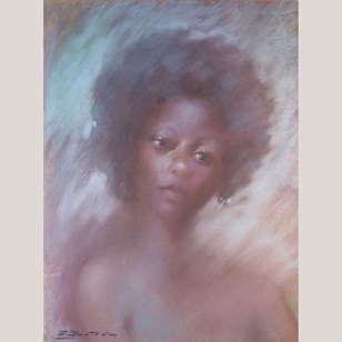 Vintage Pastel Portrait Of A Young ...