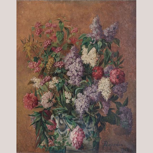 Floral Still Life In Vase - Signed And Dated - Oil On Canvas