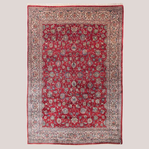 Large Hand-Woven Floral Vintage Persian Mahal Carpet — 395 × 263 Cm