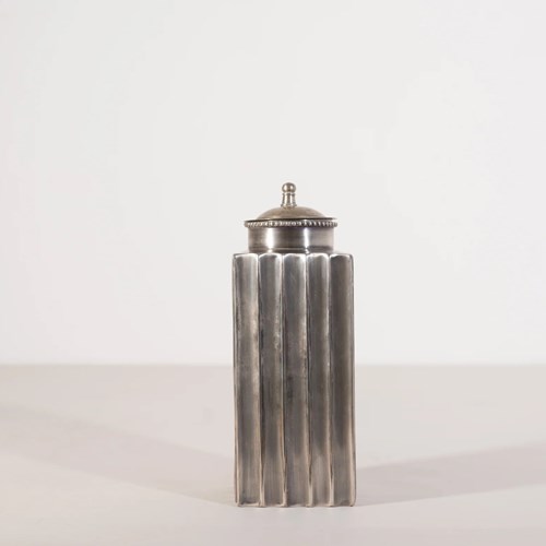 1930S White Metal Fluted Storage Jar With Quality Craftsmanship