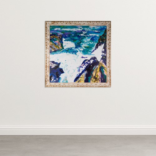 Vibrant Expressive Seascape: Large Framed Study On Canvas - Antoni Ferrer Palero
