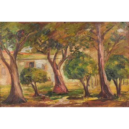 Post Impressionist Oil Of Trees 
