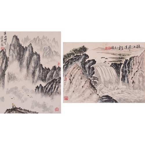 Pair Of Chinese Watercolour Landscapes
