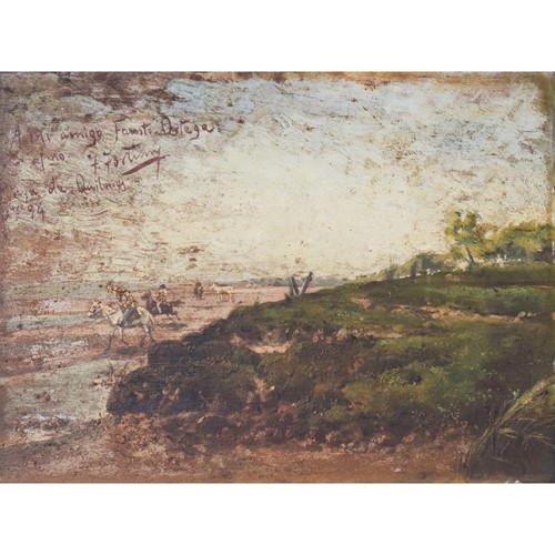 Argentinian Seascape With Horses. Signed Fortuny