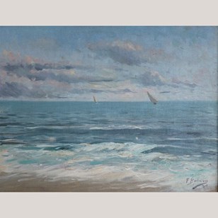Impressionist Seascape With Sailboa...