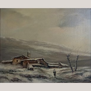 Snowy Village Landscape By Ferran