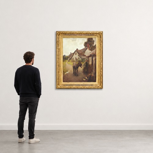 Boy With Donkey By John White RI (1851–1933)