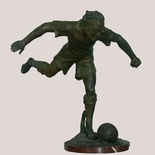 Le Shoot – Spelter Footballer Sculpture By Lemoyne