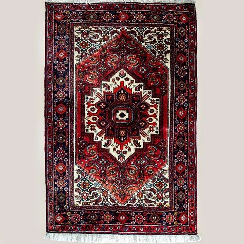 Hand-Knotted Vintage Persian Heriz Rug