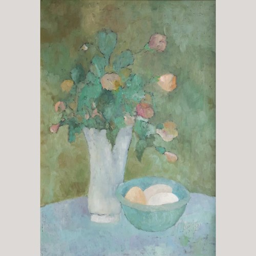 Impressionist Oil On Board – Floral Still Life With Vase
