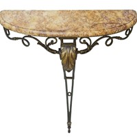 Antique Marble and Iron Console Table