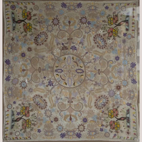 Vintage Embroidered Sampler – Hand-Stitched Floral Textile