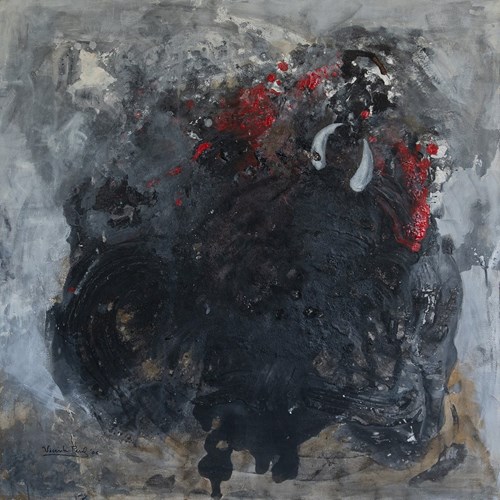 Abstract Expressionist Composition – Original Mixed Media On Canvas