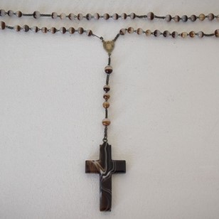 Rosary With Agate Cross And Beads