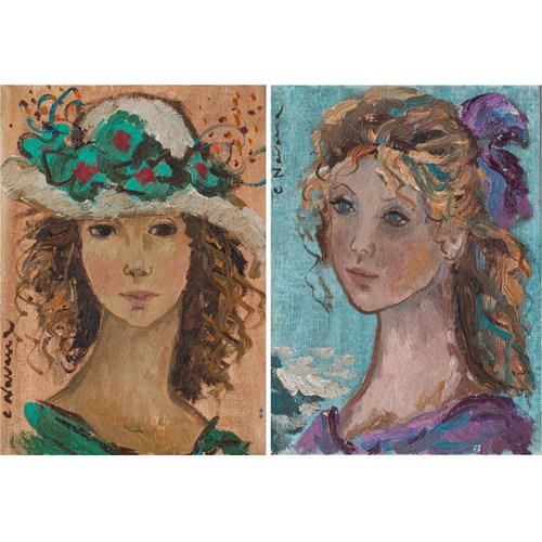 Two Portraits Of Young Ladies.