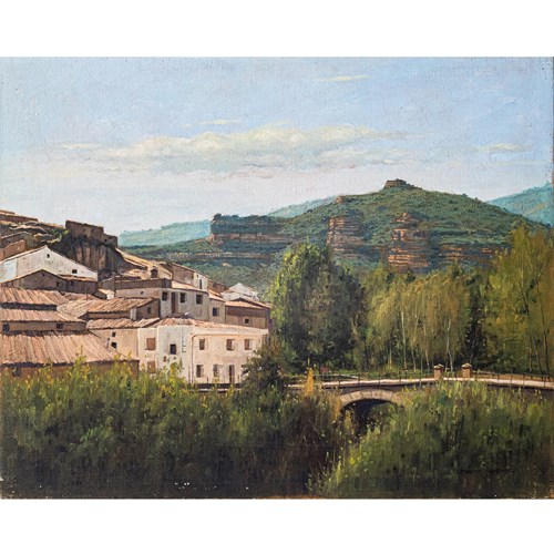 Benito SANCHEZ - Catalan Mountain Landscape With Bridge