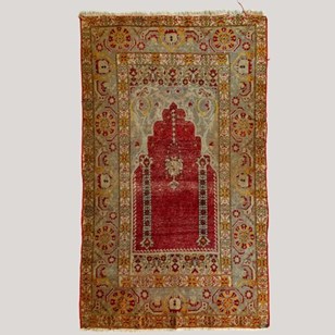 Prayer Motif Turkish Hand-Knotted R...