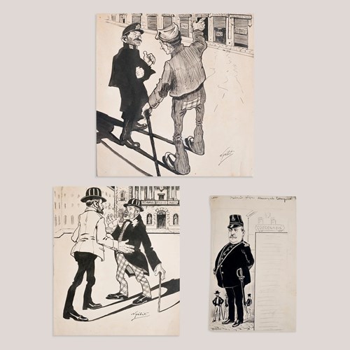 Spanish Or Catalan Satirical Cartoon Studies – Unidentified Artists