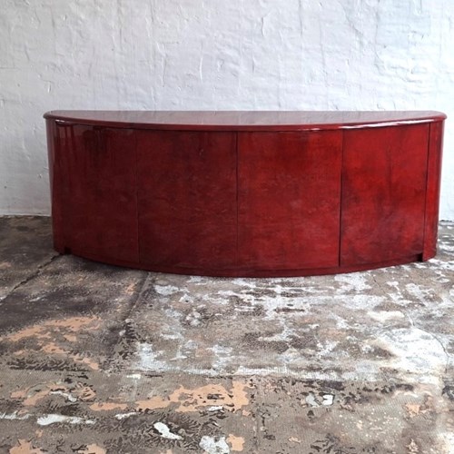 Italian Convex Sideboard By Aldo Tura, Lacquered Parchment Finish, Italy 