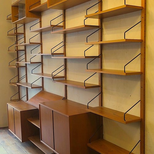 Poul Cadovius Extensive Modular Teak Shelf System, 1950S