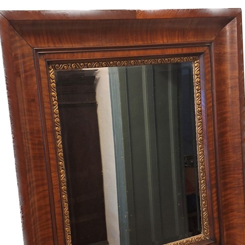 Antique Bevelled Edge Walnut Mirror 1850