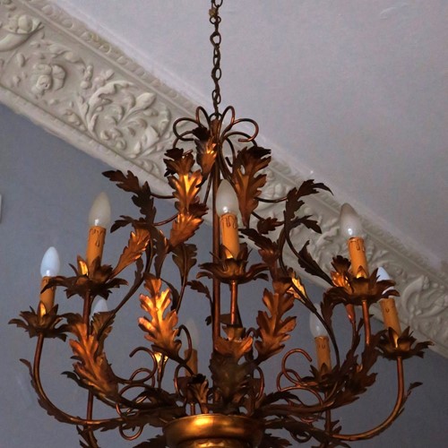 Hans Kögl Gilt Tole 8- Light Chandelier 1960-70