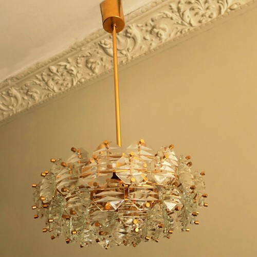 Kinkeldey Gold Plated Brass & Crystal Chandelier 