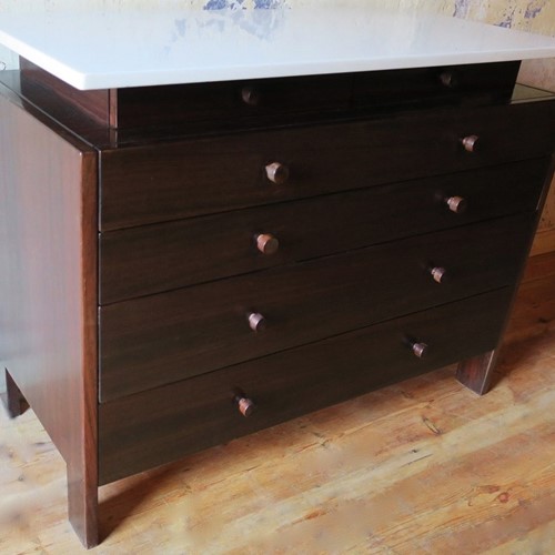 Italian Marble and Mahogany Chest of Drawers, 1960