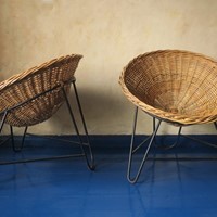 Pair of Bamboo and Iron Pod Chairs 1960s