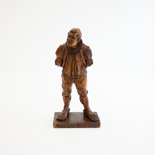 Continental Beech Carved Figure Of A Jovial Gentleman