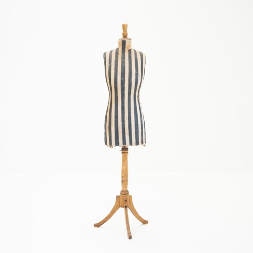 19Th Century French Striped Mannequin With Wooden Base